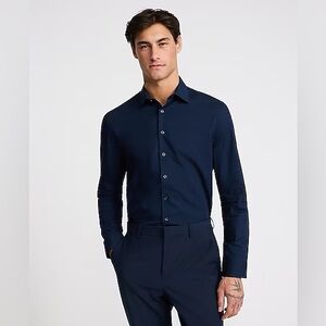 NWOT Men’s Express 1MX Slim 100% Cotton Button Down Shirt in Navy Blue